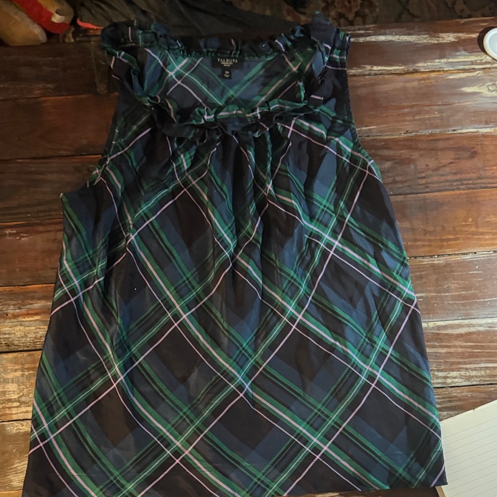 Talbots Black and Green Plaid Skirt